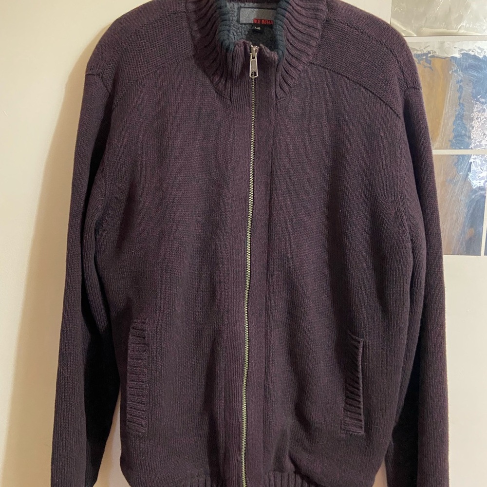 Ike Behar Men's Dark Brown Zip-Up Sweater